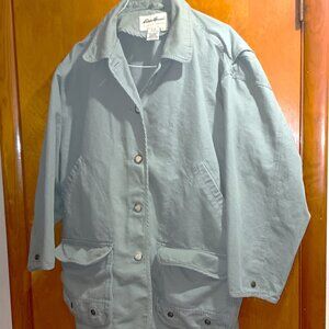 Vintage Eddie Bauer Jacket Womens XL Light Green Canvas Chore Barn Coat